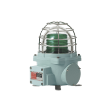 Baliza con luz LED color Verde con patrón de destello fijo o flasheante, ideal para zonas y áreas peligrosas, opera en un rango de 120 VCA