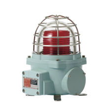 Baliza con luz LED color Rojo con patrón de destello fijo o flasheante, ideal para zonas y áreas peligrosas, opera en un rango de 120 VAC