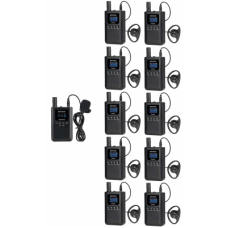 Kit para guía turístico de 1 transmisor y 10 receptores Kit para guía turístico de 1 transmisor y 10 receptores