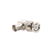 Adaptador en Ángulo Recto, de Conector BNC Macho a BNC Hembra, 50 Ohm (Monitor), Níquel/ Plata/ Teflón.