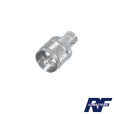 Adaptador en Línea para 50 Ohm, Conector BNC Hembra-UHF Macho (PL-259), Níquel/ Plata/ Delrin.