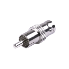 Adaptador de BNC Hembra a RCA Macho en 50 Ohm para Fono, uso en Aplicaciones de Audio-Video, Níquel/ Plata/ Delrin.