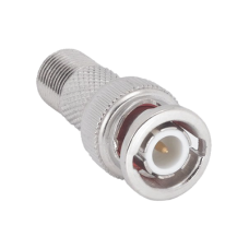 Adaptador en Linea para Video, de Conector BNC Macho a F Hembra, 50 Ohm, Níquel/Oro/Teflón.