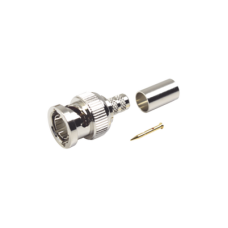 Conector BNC Macho en 75 Ohm, Anillo Plegable para Coaxial 8279, RG-59/U, Níquel/ Oro/ Teflón.