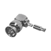 Conector BNC Macho en Ángulo Recto para 75 Ohm, Anillo Plegable para Cable RG-179/U, Grupo S1, Níquel/ Oro/ Teflón.