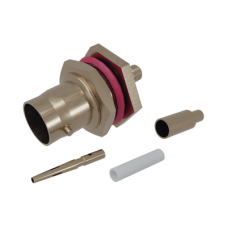 Conector BNC Hembra/ Chasis en D-Plano de Anillo Corto/ RG-174, RG-316, Níquel/Oro/Teflón.â€‹
