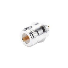 Conector N Hembra, para Montaje Frontal en Panel, Doble D Plano, Plata/ Oro/ Teflón.