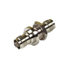 Adaptador Doble TNC Hembra para Chasis, Montaje Hermético con Aro de Goma y en Tipo D-Plano, Níquel/ Oro/ Teflón. Adaptador Doble TNC Hembra para Chasis, Montaje Hermético con Aro de Goma y en Tipo D-Plano, Níquel/ Oro/ Teflón.