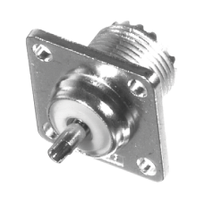  Conector UHF Hembra (SO-239) para Chasis 18 mm, Terminal Soldable, Bronce Blanco/ Oro/ Teflón.