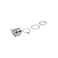 Conector UHF Hembra (SO-239-2H) para Chasis, Doble Perforación, Conductor Central Soldable, Níquel/ Plata/ PBT. Conector UHF Hembra (SO-239-2H) para Chasis, Doble Perforación, Conductor Central Soldable, Níquel/ Plata/ PBT.