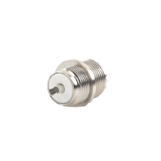 Conector UHF Hembra (SO-239) en Línea, Montaje Frontal en D Plano, Níquel/ Plata/ Baquelita. Conector UHF Hembra (SO-239) en Línea, Montaje Frontal en D Plano, Níquel/ Plata/ Baquelita.