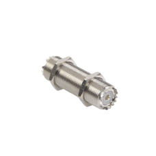 Adaptador Pasamuros de Doble UHF Hembra (SO-239), Montaje para Panel con Rosca Estándar. Adaptador Pasamuros de Doble UHF Hembra (SO-239), Montaje para Panel con Rosca Estándar.