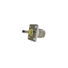 Conector Mini-UHF Hembra, de Montaje en 4 Perforaciones a 13 mm, Níquel/ Oro/ Baquelita.