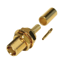 Conector MCX Hembra para Panel Trasero D-Plano, de Anillo Plegable para RG-316/U, Grupo B, Oro/ Oro/ Teflón.