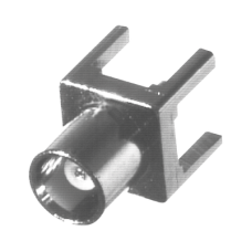 Conector MCX Hembra de Montaje Vertical para PCB con Terminal y 4 Patas, Oro/ Oro/ Teflón.