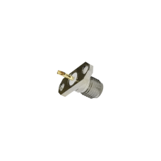 Conector SMA Hembra de Montaje en Panel para 2 Perforaciones y PIN Soldable, Requiere Capucha, Níquel/ Oro/ Teflón.