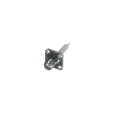 Conector SMA Hembra, Montaje de Panel Cuadrado, 4 Perforaciones, Soldable con Dieléctrico Extendido, Níquel/ Oro/ Teflón.