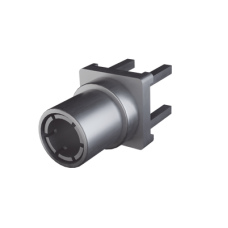 Conector Mini SMB Macho (PIN Hembra) Montaje Vertical para PCB, 75 Ohm, Oro/ Oro/ Teflón.