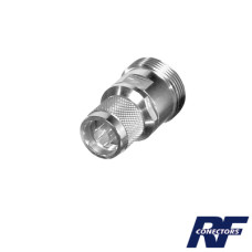 Adaptador en Línea, de Conector DIN 7-16 Hembra a N Macho, Plata/ Plata/ Teflón.