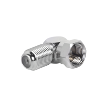 Adaptador en Ángulo Recto para 75 Ohm, de F Macho a F Hembra, Níquel/ Níquel/ Polietileno.