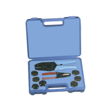 Kit en Estuche Plástico con 7 Muelas para Instalar Terminales en Cable, Pinzas RFA-4005-20 y Desforradora de Cable.