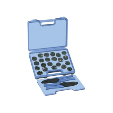 Kit en Estuche de Plástico con 17 Muelas, 10 para instalar en Cable Coaxial y 7 para Terminales, Incluye 2 Pinzas RFA-4005-20.