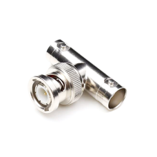 Adaptador en T para 75 Ohm de Conector BNC Macho a Doble BNC Hembra, Níquel/ Oro/ Teflón.