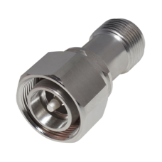 Adaptador en Línea de Conector 4.3-10 Macho a N Hembra, Bronce Blanco/ Plata/ Teflón.