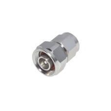 Adaptador en Línea de Conector 4.3-10 Macho a N Macho, Bronce Blanco/ Plata/ Teflón.