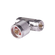Adaptador en T, de Conector N Macho a Doble N Hembra, Plata/ Oro/ Teflón.
