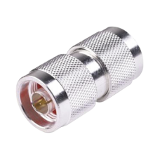 Adaptador Barril en Línea de Conector N Macho a N Macho, Plata/ Oro/ Teflón.
