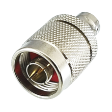 Adaptador en Línea de Conector N Macho a BNC Hembra, Plata/ Oro/ Teflón.