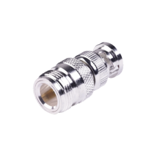 Adaptador en Linea para 50 Ohm, de Conector N Hembra a BNC Macho, Plata /Oro /Teflón.