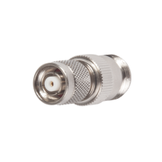 Adaptador en Línea, de Conector TNC Macho Inverso a N Hembra, Niquel/ Oro/ Teflón.