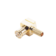 Conector MCX Macho en Ángulo Recto de Anillo Plegable para Cable RG-174/U, 8216, Oro/ Oro/ Teflón.
