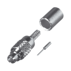 Conector MMCX Macho de Anillo Plegable para RG-178, BELDEN 83265, Grupo A, Oro/ Oro/ Teflón.