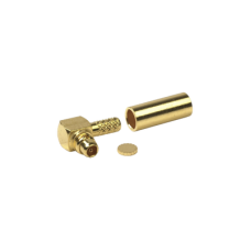 Conector MMCX Macho Inverso en Ángulo Recto para RG-174/U, Grupo B, Oro/ Oro/ Teflón.