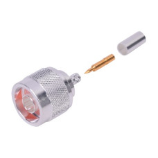 Conector Coaxial N Macho de Anillo Plegable para Cable RG-142/U, Plata/ Oro/ Teflón. Conector Coaxial N Macho de Anillo Plegable para Cable RG-142/U, Plata/ Oro/ Teflón.