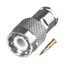 Conector TNC Macho Especial de Rosca, Sin Herrajes para Cables RG-58/U, Níquel // Delrin.