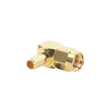 Conector SMA Macho Inverso en Ángulo Recto de Anillo Plegable para Cables RG-58/U, RG-142/U, Oro/ Oro/ Teflón.