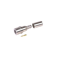 Conector QMA (Quick Mate) Macho, Anillo Plegable en RG-58/U, LMR-195, Bronce Blanco/Oro/Teflón.