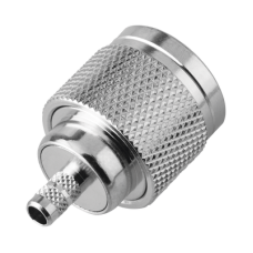 Conector N Macho de Rosca Izquierda, Anillo Plegable para Cable RG-58/U, Grupo C, Níquel/ Oro/ Teflón. 