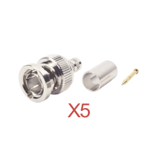 Kit de 5 Conectores BNC Macho RFB-1707-D de Anillo Plegable / RG-59, 75 Ohm.