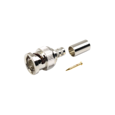 Conector BNC Macho en 75 Ohm, de Anillo Plegable para RG-59/U, Níquel/ Oro/ Teflón.