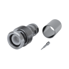 Conector BNC Macho (75 Ohm No Reales), Anillo Plegable para RG-59/U/62, Níquel/ Níquel/ Delrin.