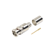 Conector BNC Macho de 75 Ohm, Anillo Plegable, para Cable 8238, RG-11/U, Níquel/ Oro/ Teflón.