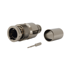 Conector BNC Macho en 75 Ohm, Anillo Plegable para Cable RG-11/U Grupo R1, Níquel/ Oro/ Teflón.