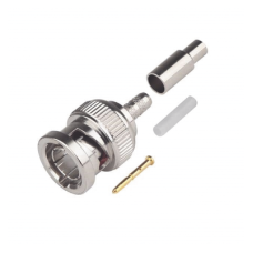 Conector BNC Macho de Anillo Plegable para Cable Coaxial RG-179/U, 75 Ohm, Níquel/ Oro/ Teflón.