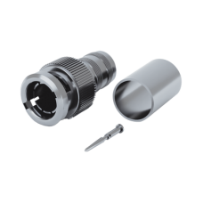 Conector BNC Macho de 75 Ohm, Anillo Plegable para BELDEN 8281 tipo RG-59/U, Plata/ Oro/ Teflón.