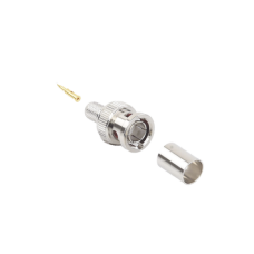 Conector BNC Macho de Anillo Plegable para Cable Belden 8281 tipo RG-59/U, Níquel/ Oro/ Delrin.